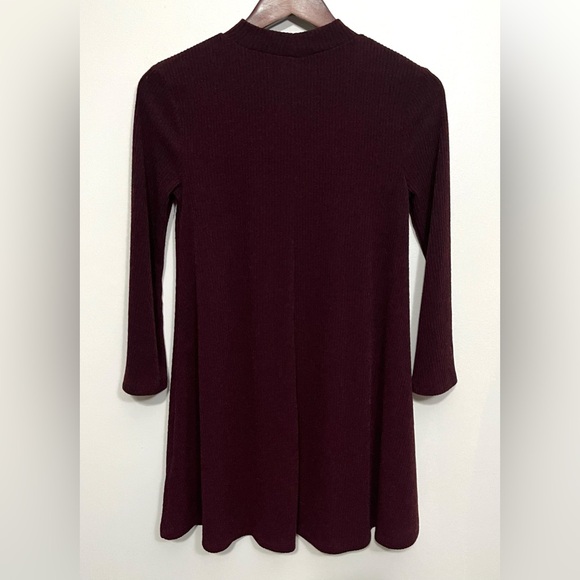 Vintage Y2K Old Navy Wine Burgundy Mock Neck Ribbed Stretch Knit Sweater Dress S - Picture 1 of 7